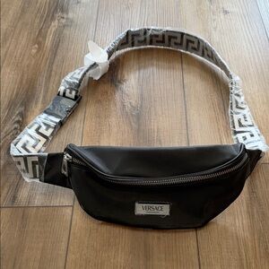 Versace Black and Gray Belt Bag